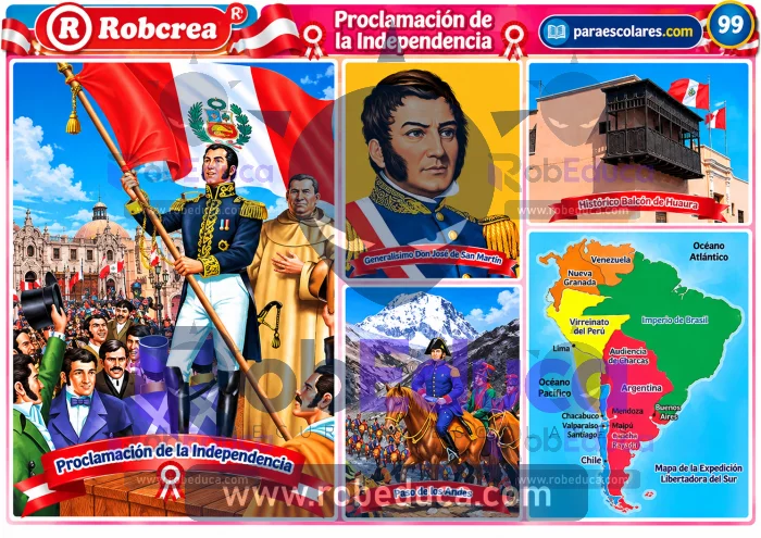 Lamina Esolcar Sobre La Independencia Del Perú